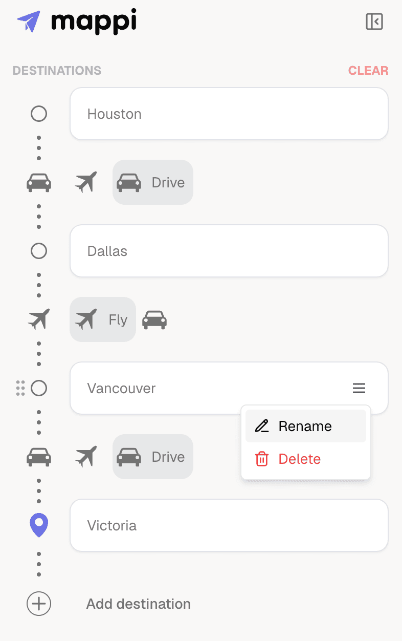 destination label being renamed on a driving route stop in the animation studio editor