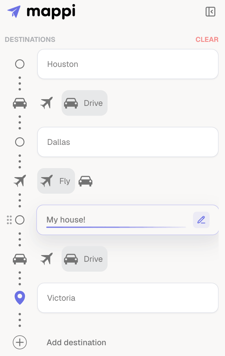 Studio editor while a destination name is being typed and saved